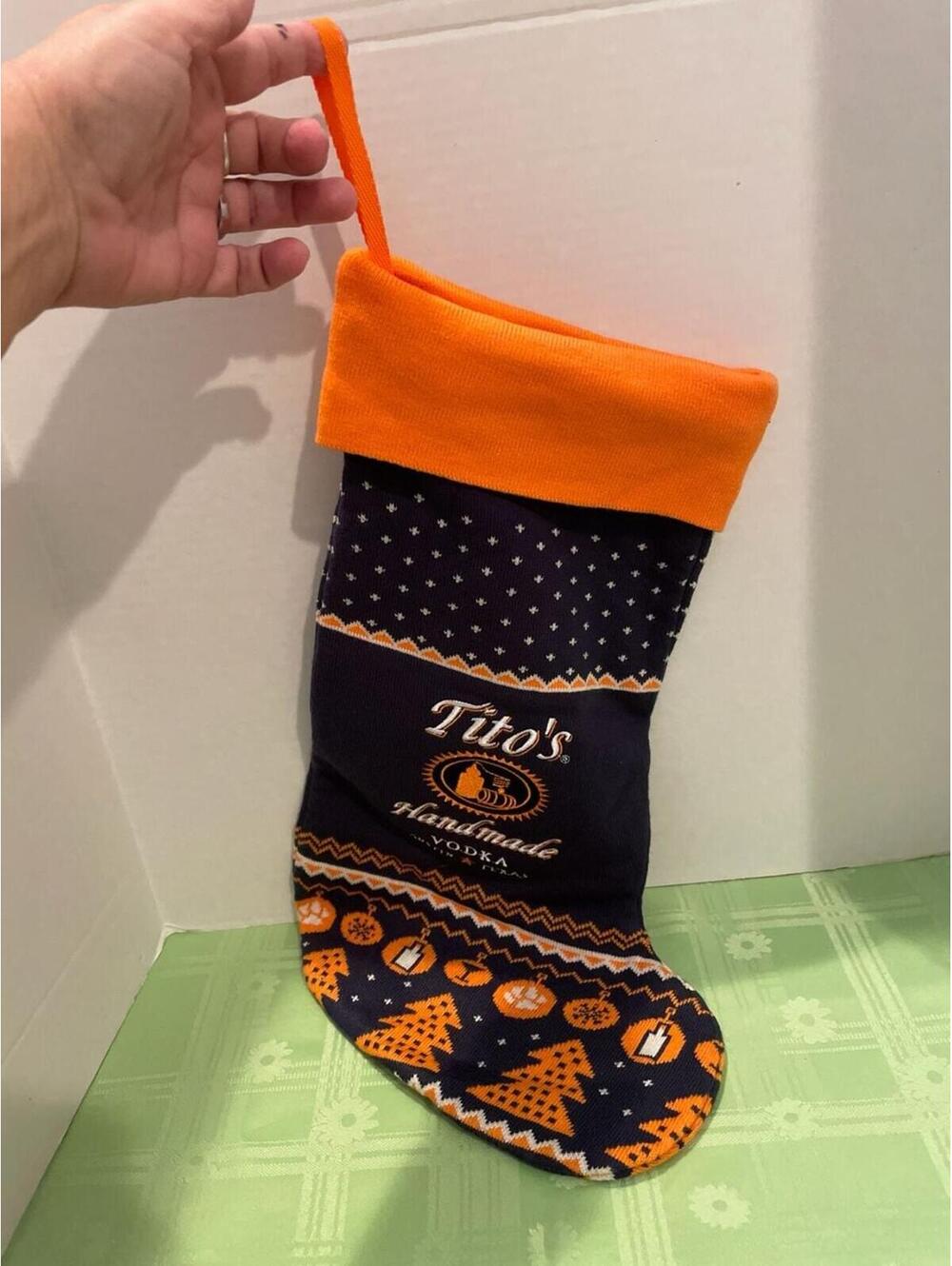 NEW Tito's Vodka Christmas Stocking - Fullly Lined, 2-Sided. Big.